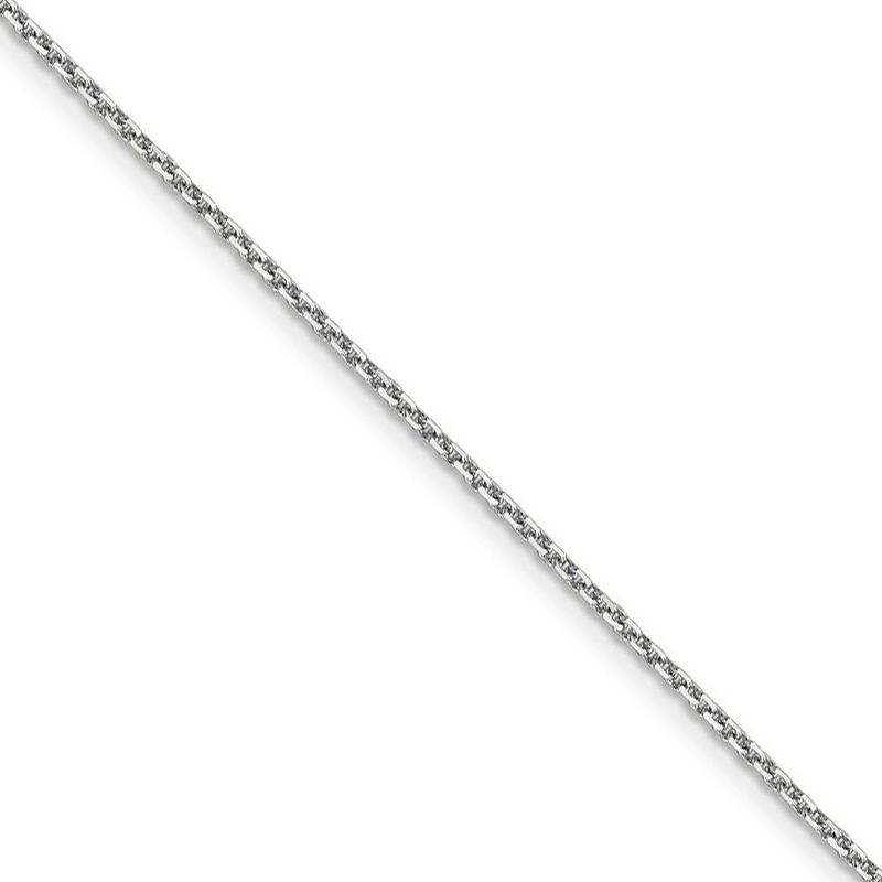 1.4mm 10k White Gold Solid Diamond Cut Cable Chain Necklace, 24 Inch